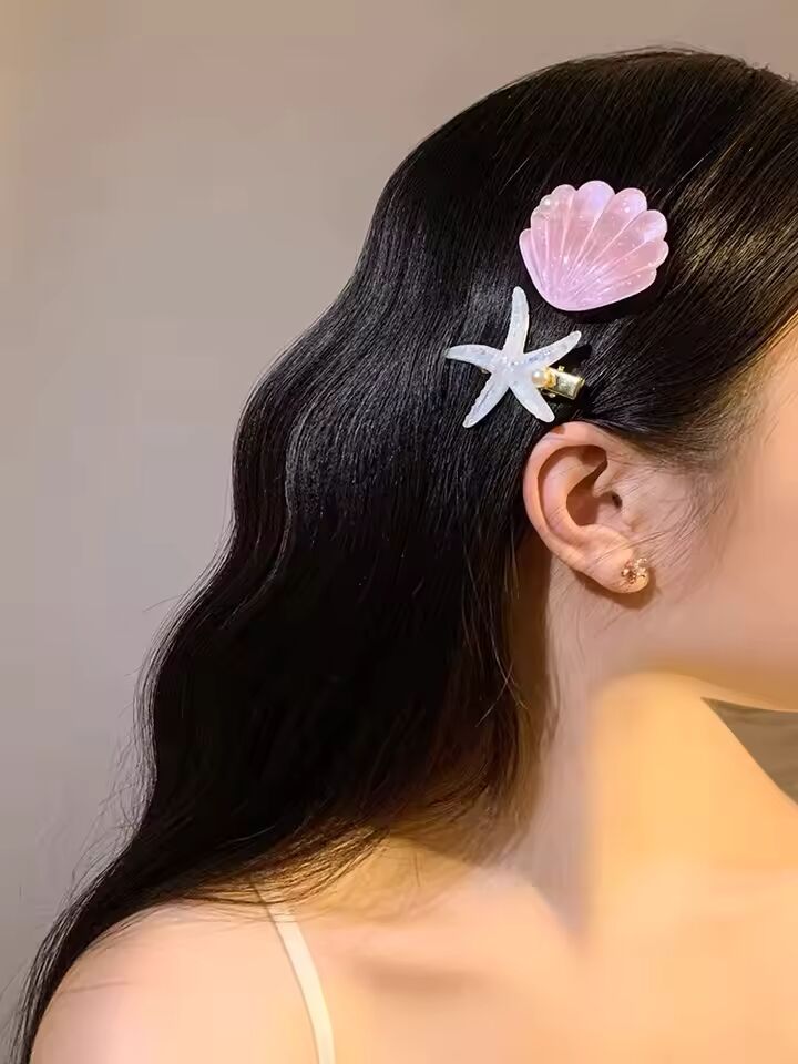 AWAYTR 2PCS Elegant Starfish Star Shell Hair Clips For Ladies Hairpins Summer Beach Holiday Party Barrettes Hair Accessories