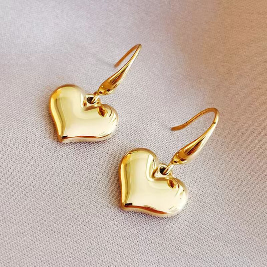 Fashion Stainless Steel Earrings Heart Cute and Simple 14k Gold Earrings Ins Women's Valentine's Day Gift Accessories